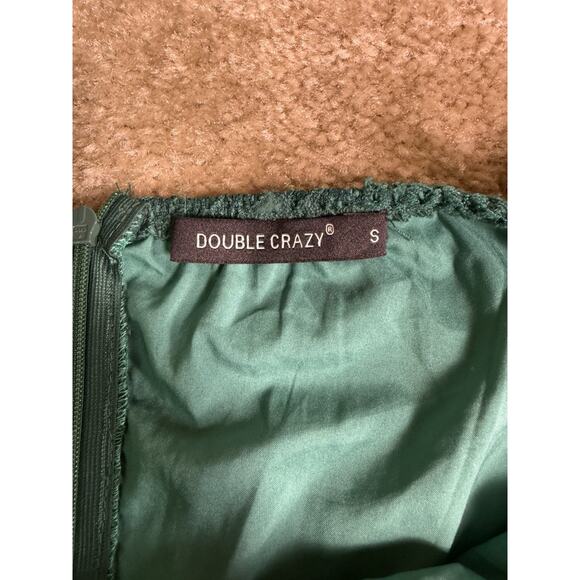 Double Crazy Dress Women Size Small Green Fit and Flare Mini Crotchet Tie E277 - Picture 7 of 12